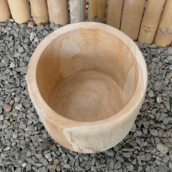 Product image 2 of the product “Pot made of teak wood with 20cm diameter, 21cm height, and 18cm depth ”